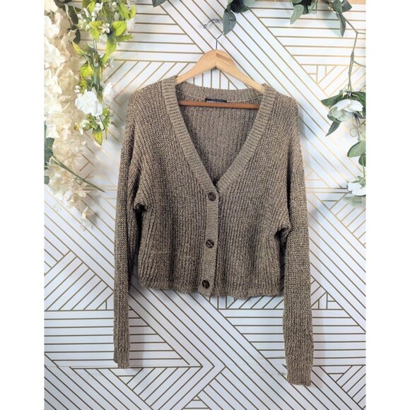 American Apparel Cardigan Sweater Gold METALLIC Glitter Oversized USA ONE SIZE - Picture 1 of 8
